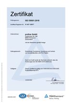 Zertifikat ISO 50001:2018 (Energiemanagementsystem)