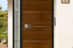 Residential door with paneeling in single family home