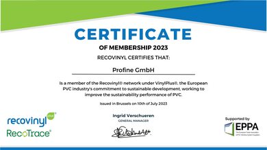 Recovinyl membership certificate 2023