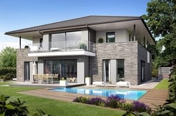City villa with pool and sliding elements